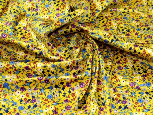 John Louden Woven Stretch Cotton Sateen Fabric Yellow