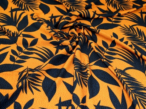 John Kaldor Madrid Crepe Fabric Navy & Mustard