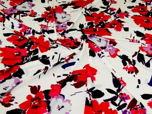 John Kaldor Portia ITY Silky Stretch Knit Fabric Red & Pink