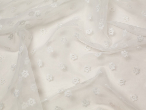 Embroidered Organza Fabric Ivory