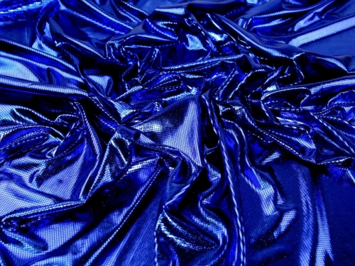 Deadstock Foil ITY Silky Stretch Knit Fabric Blue & Black