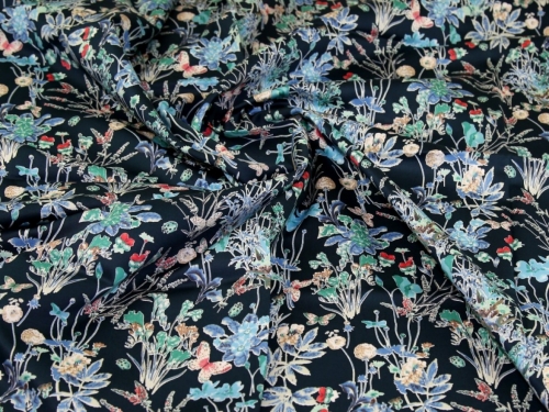 Woven Stretch Cotton Sateen Fabric Navy