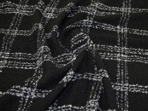 Textured Wool Coating Fabric Black & Grey