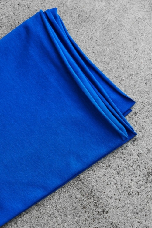 Mind The MAKER Cotton Single Jersey Stretch Knit Fabric Intense Blue