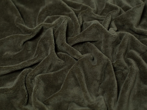 Minerva Core Range Bamboo Cotton Velvet Towelling Fabric Army Green