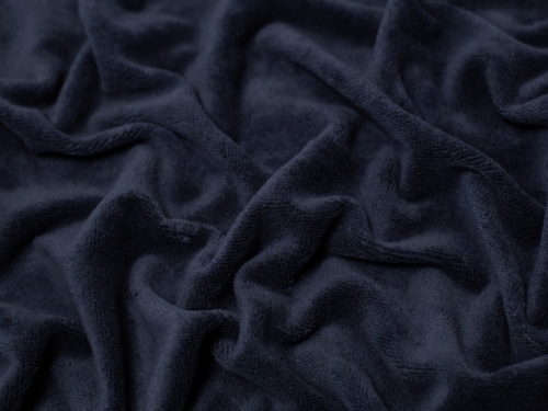 Minerva Core Range Bamboo Cotton Velvet Towelling Fabric Navy Blue