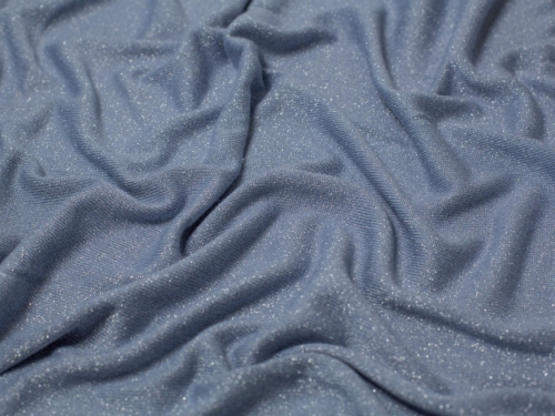 Deadstock Shine Lurex Sweater Knit Stretch Fabric Soft Blue