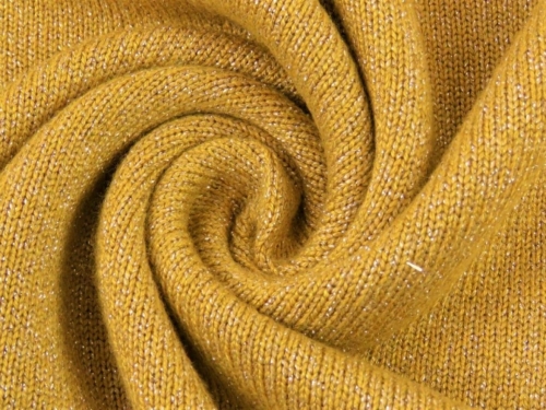 Deadstock Shine Lurex Sweater Knit Stretch Fabric Ochre