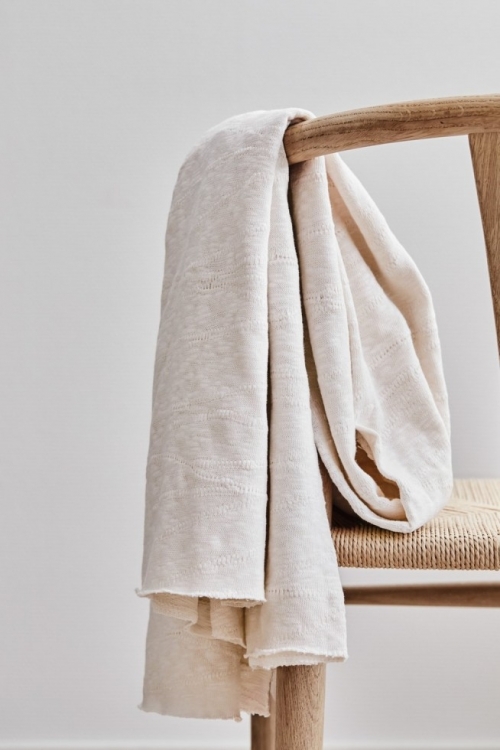 Mind The MAKER Slub Jacquard Sweater Knit Stretch Fabric Creamy White