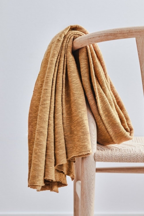 Mind The MAKER Slub Jacquard Sweater Knit Stretch Fabric Dry Mustard