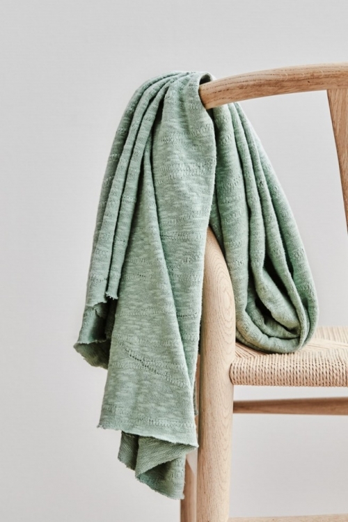 Mind The MAKER Slub Jacquard Sweater Knit Stretch Fabric Sage Green