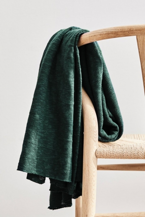 Mind The MAKER Slub Jacquard Sweater Knit Stretch Fabric Bottle Green