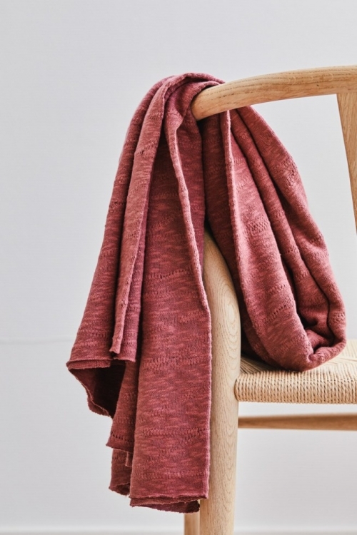 Mind The MAKER Slub Jacquard Sweater Knit Stretch Fabric Rosewood