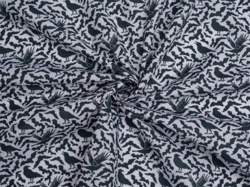 Printed Polycotton Fabric Black on White