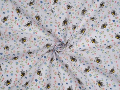 Printed Polycotton Fabric White
