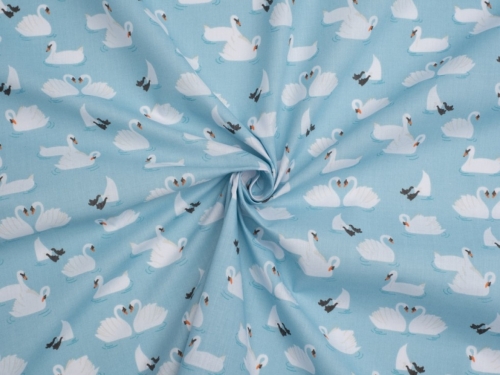 Printed Polycotton Fabric Blue
