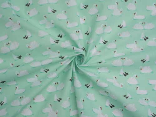 Printed Polycotton Fabric Mint Green