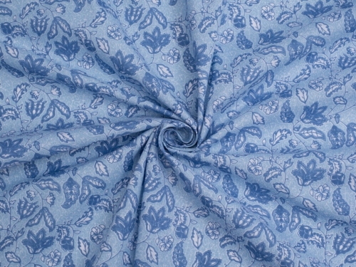 Printed Polycotton Fabric Blue