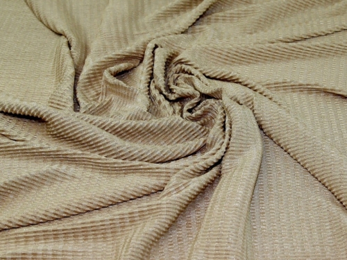 Deadstock Pleated Textured Stretch Knit Fabric Gold