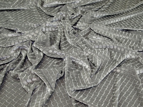 Deadstock Velvet Stretch Knit Fabric Silver
