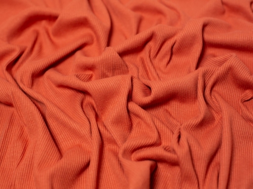 Minerva Core Range Heavy Cotton Rib Stretch Knit Fabric Rust