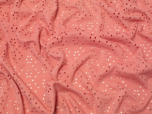 Minerva Core Range Embroidered Cotton Jersey Stretch Knit Fabric Dusky Rose