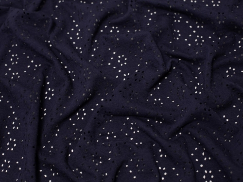 Minerva Core Range Embroidered Cotton Jersey Stretch Knit Fabric Navy Blue