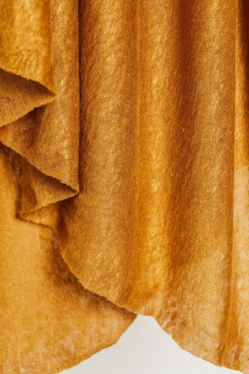 Mind The MAKER Fine Linen Sweater Knit Stretch Fabric Dry Mustard