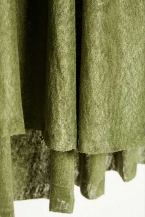 Mind The MAKER Fine Linen Sweater Knit Stretch Fabric Green Khaki