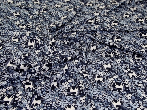 Viscose Challis Fabric Navy