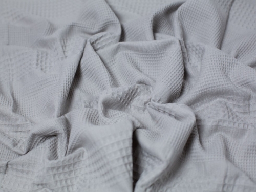 Textured Cotton Waffle Fabric Light Grey