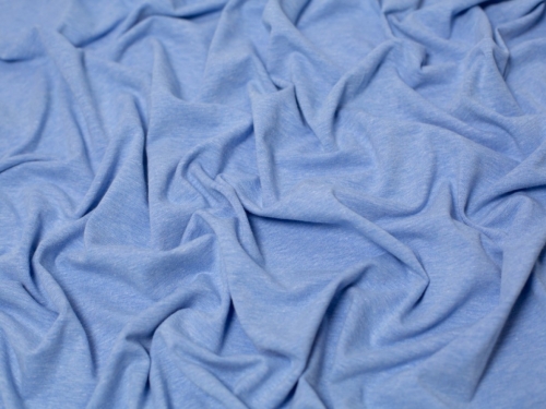 Minerva Core Range Melange Cotton Jersey Stretch Knit Fabric Mid Blue