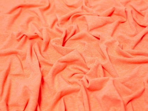Minerva Core Range Melange Cotton Jersey Stretch Knit Fabric Bright Salmon
