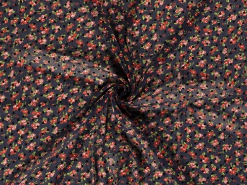 Sheer Chiffon Fabric Red on Black