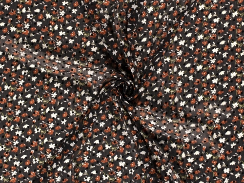 Sheer Chiffon Fabric Rust on Black