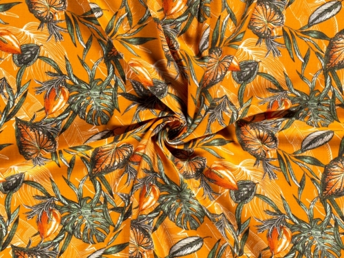 Stretch Woven Linen Look Viscose Fabric Mustard