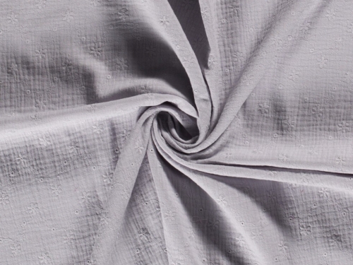 Embroidered Cotton Double Gauze Fabric Light Grey