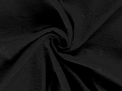 Embroidered Cotton Double Gauze Fabric Black