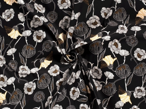 Woven Stretch Cotton Sateen Fabric Black