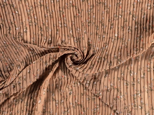 Pleated Chiffon Plisse Fabric Beige