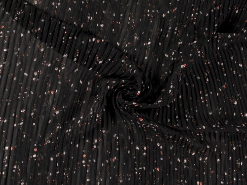 Pleated Chiffon Plisse Fabric Black