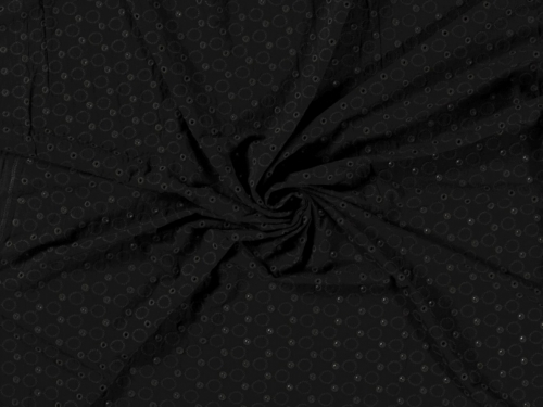 Embroidered Viscose Jersey Stretch Knit Fabric Black