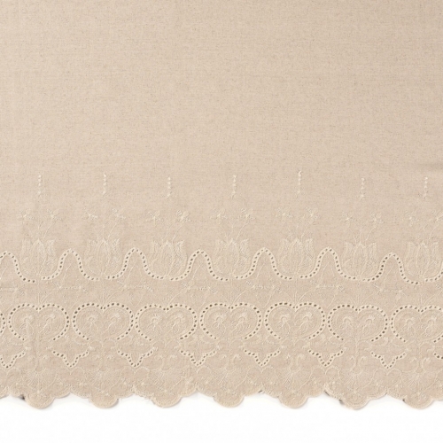 Embroidered Linen Viscose Fabric Beige