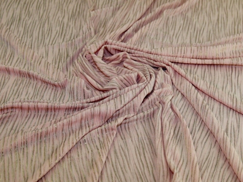 Deadstock Lurex Textured Stretch Knit Fabric Pink & Gold