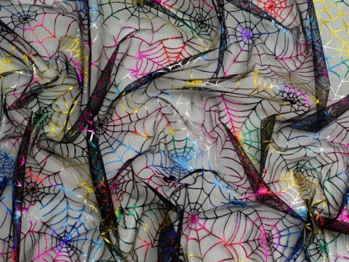 Foil Tulle Net Fabric Black Multicoloured