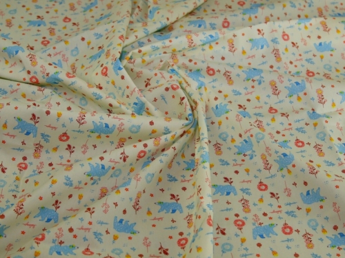 Deadstock 100% Cotton Poplin Fabric Cream & Blue