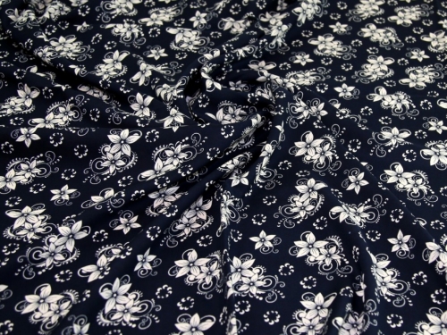 Deadstock Viscose Challis Fabric Navy
