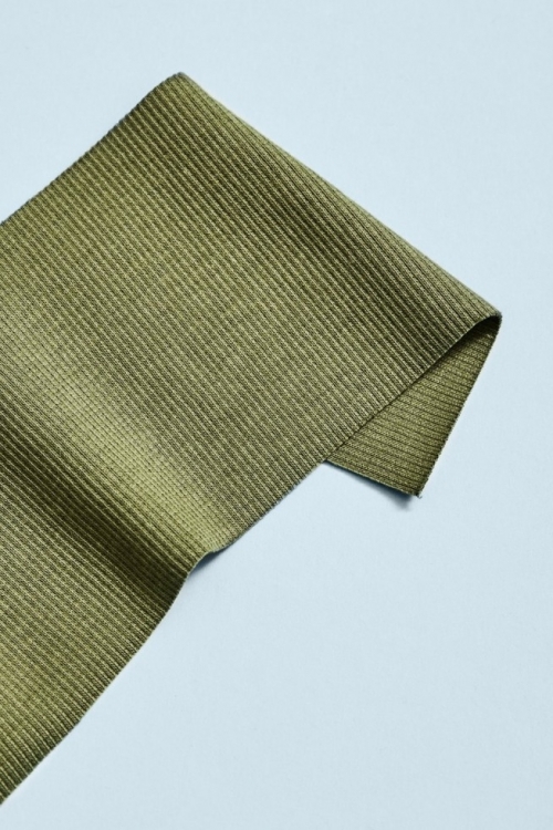 Mind The MAKER Organic Cotton Rib Stretch Knit Fabric Olive Green