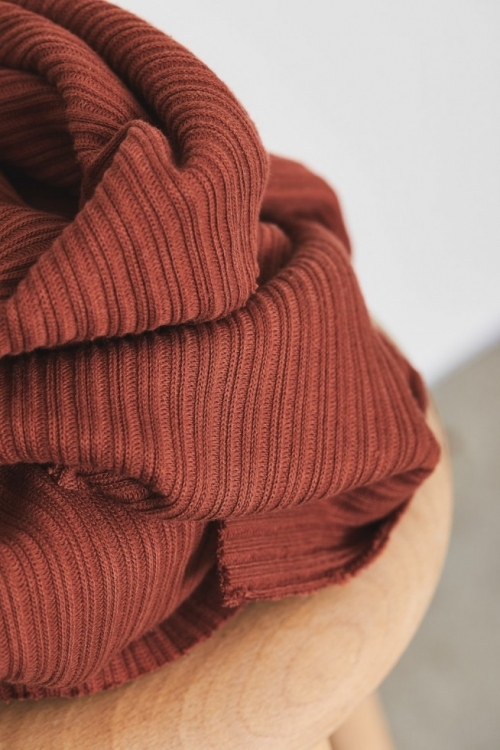 Mind The MAKER Selanik Rib Textured Stretch Knit Fabric Sienna