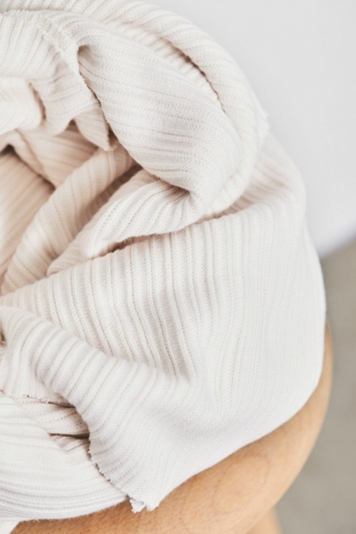 Mind The MAKER Selanik Rib Textured Stretch Knit Fabric Creamy White